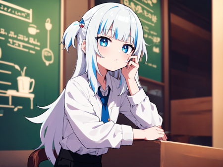 36383-584875551-sle, (flat_color, pastel_style,anime,black_outlines_1.2),1girl, gawr gura, detailed eyes, coffee shop, portrait, buttons, white.png